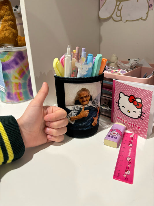 Little Mia uses Daffy's stubby holder differently